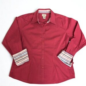 LL BEAN Basic Pink Button Up Shirt Women Medium Long Sleeve Purplish Pink